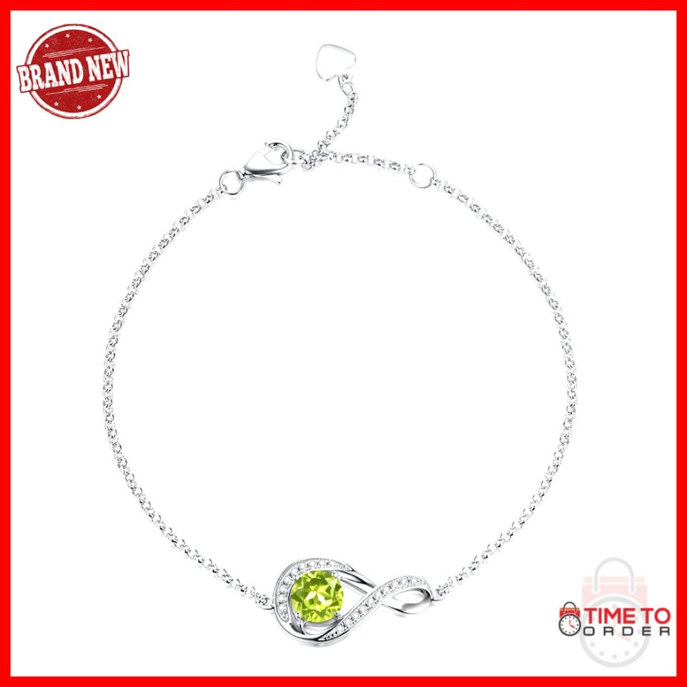 925 Sterling Silver Adjustable Infinity Birthstone Bracelet for Women